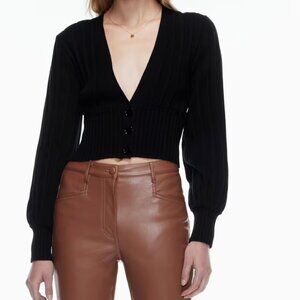 Wilfred Black Plunge Front Cardigan - Size Small